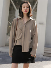 V-Neck Irregular Loose Solid Color Shirt